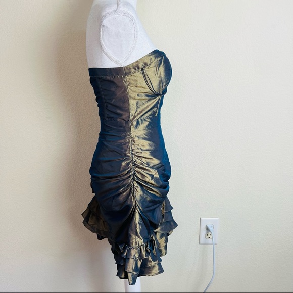 Twelve By Twelve Gold ColorShift Bustier Hook Floral Embellished Mini Dress - Picture 6 of 9